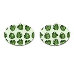 Leaf Pattern Seamless Background Cufflinks (oval) by BangZart