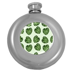 Leaf Pattern Seamless Background Round Hip Flask (5 Oz) by BangZart