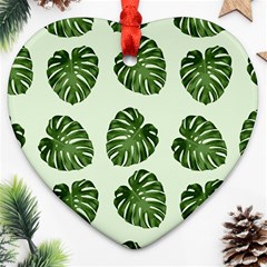 Leaf Pattern Seamless Background Heart Ornament (two Sides) by BangZart