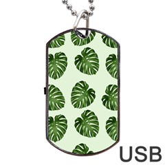 Leaf Pattern Seamless Background Dog Tag Usb Flash (two Sides) by BangZart