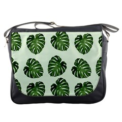 Leaf Pattern Seamless Background Messenger Bags by BangZart