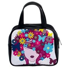 Beautiful Gothic Woman With Flowers And Butterflies Hair Clipart Classic Handbags (2 Sides) by BangZart