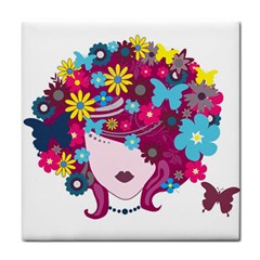 Beautiful Gothic Woman With Flowers And Butterflies Hair Clipart Face Towel by BangZart