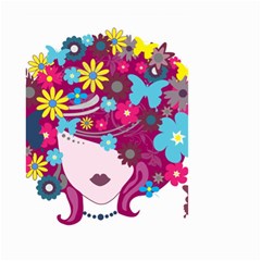 Beautiful Gothic Woman With Flowers And Butterflies Hair Clipart Small Garden Flag (two Sides) by BangZart