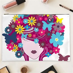 Beautiful Gothic Woman With Flowers And Butterflies Hair Clipart Cosmetic Bag (xxl)  by BangZart