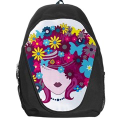 Beautiful Gothic Woman With Flowers And Butterflies Hair Clipart Backpack Bag