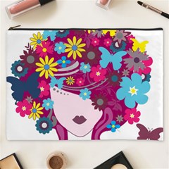 Beautiful Gothic Woman With Flowers And Butterflies Hair Clipart Cosmetic Bag (xxxl)  by BangZart