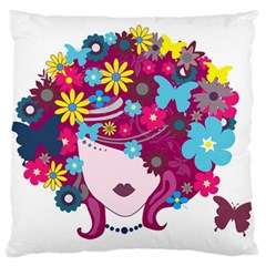 Beautiful Gothic Woman With Flowers And Butterflies Hair Clipart Large Flano Cushion Case (one Side) by BangZart