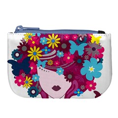 Beautiful Gothic Woman With Flowers And Butterflies Hair Clipart Large Coin Purse