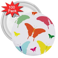 Beautiful Colorful Polka Dot Butterflies Clipart 3  Buttons (100 Pack)  by BangZart