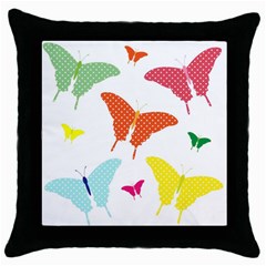 Beautiful Colorful Polka Dot Butterflies Clipart Throw Pillow Case (black) by BangZart