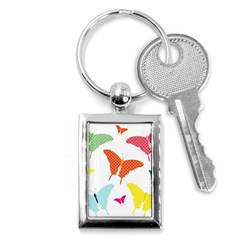 Beautiful Colorful Polka Dot Butterflies Clipart Key Chains (rectangle)  by BangZart