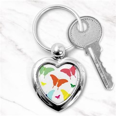 Beautiful Colorful Polka Dot Butterflies Clipart Key Chains (heart)  by BangZart