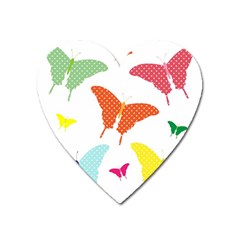 Beautiful Colorful Polka Dot Butterflies Clipart Heart Magnet by BangZart