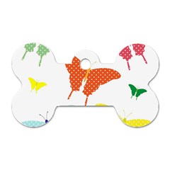 Beautiful Colorful Polka Dot Butterflies Clipart Dog Tag Bone (two Sides) by BangZart