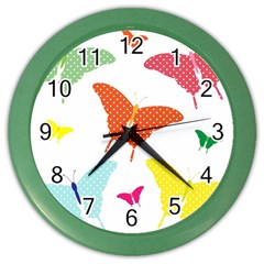 Beautiful Colorful Polka Dot Butterflies Clipart Color Wall Clocks by BangZart