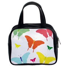 Beautiful Colorful Polka Dot Butterflies Clipart Classic Handbags (2 Sides) by BangZart