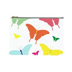 Beautiful Colorful Polka Dot Butterflies Clipart Cosmetic Bag (large) 