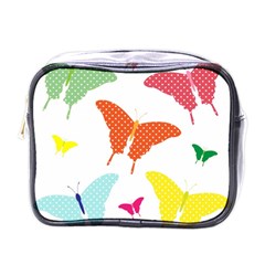 Beautiful Colorful Polka Dot Butterflies Clipart Mini Toiletries Bags by BangZart