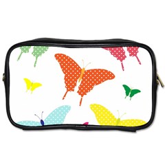 Beautiful Colorful Polka Dot Butterflies Clipart Toiletries Bags by BangZart