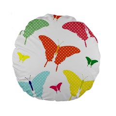 Beautiful Colorful Polka Dot Butterflies Clipart Standard 15  Premium Round Cushions by BangZart