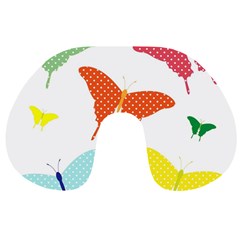 Beautiful Colorful Polka Dot Butterflies Clipart Travel Neck Pillows by BangZart