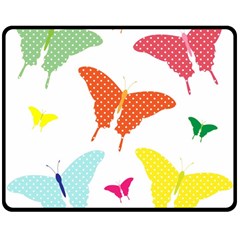 Beautiful Colorful Polka Dot Butterflies Clipart Double Sided Fleece Blanket (medium)  by BangZart