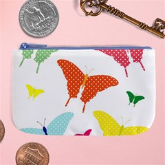 Beautiful Colorful Polka Dot Butterflies Clipart Large Coin Purse