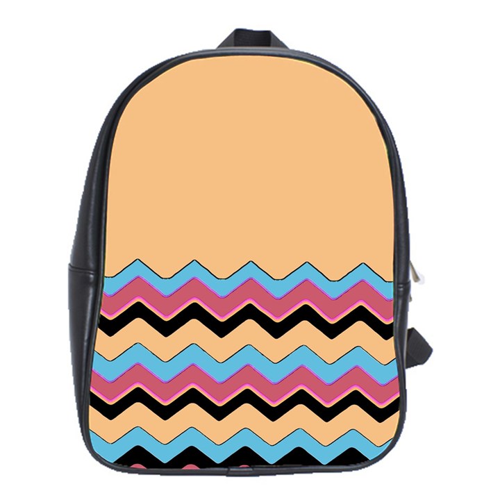 Chevrons Patterns Colorful Stripes School Bags (XL) 