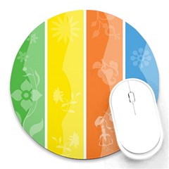 Floral Colorful Seasonal Banners Round Mousepads by BangZart