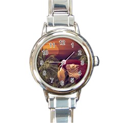 Tropical Style Collage Design Poster Round Italian Charm Watch by dflcprints