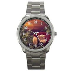 Tropical Style Collage Design Poster Sport Metal Watch