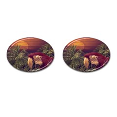 Tropical Style Collage Design Poster Cufflinks (oval) by dflcprints