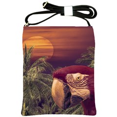 Tropical Style Collage Design Poster Shoulder Sling Bags by dflcprints