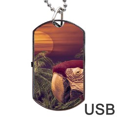 Tropical Style Collage Design Poster Dog Tag Usb Flash (two Sides) by dflcprints