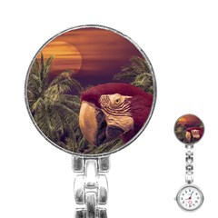 Tropical Style Collage Design Poster Stainless Steel Nurses Watch by dflcprints