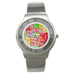 Abstract Polka Dot Pattern Stainless Steel Watch by BangZart