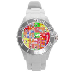 Abstract Polka Dot Pattern Round Plastic Sport Watch (l) by BangZart