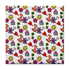 Cute Doodle Wallpaper Pattern Tile Coasters by BangZart