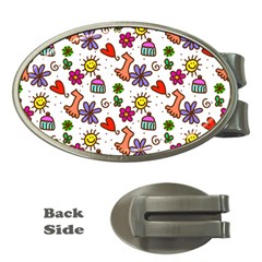 Cute Doodle Wallpaper Pattern Money Clips (oval)  by BangZart