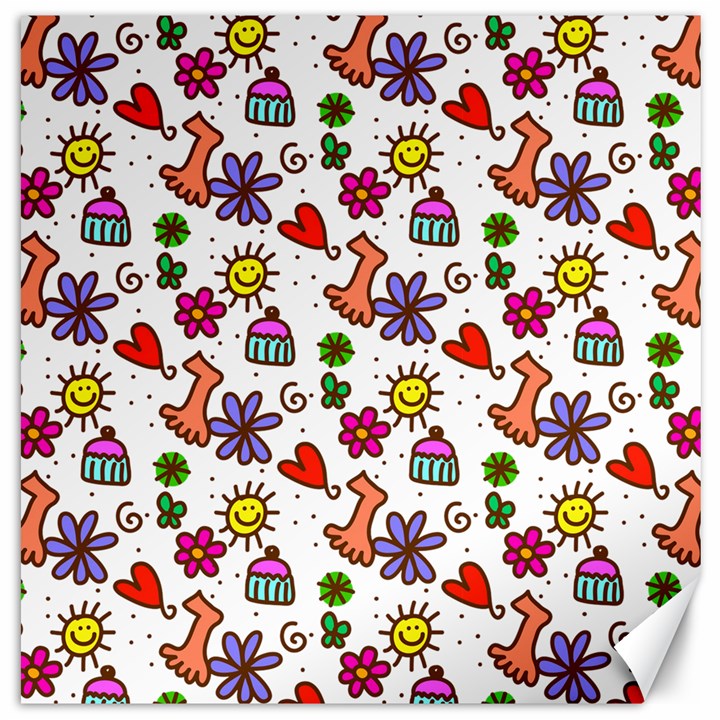 Cute Doodle Wallpaper Pattern Canvas 16  x 16  