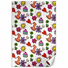 Cute Doodle Wallpaper Pattern Canvas 24  X 36  by BangZart