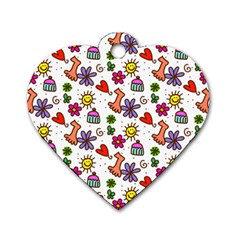 Cute Doodle Wallpaper Pattern Dog Tag Heart (one Side) by BangZart