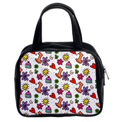 Cute Doodle Wallpaper Pattern Classic Handbags (2 Sides) by BangZart