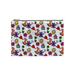 Cute Doodle Wallpaper Pattern Cosmetic Bag (medium)  by BangZart