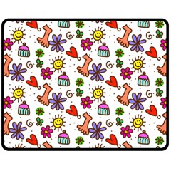 Cute Doodle Wallpaper Pattern Double Sided Fleece Blanket (medium) 