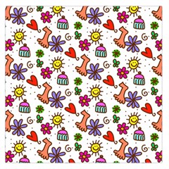 Cute Doodle Wallpaper Pattern Large Satin Scarf (square) by BangZart