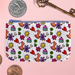 Cute Doodle Wallpaper Pattern Large Coin Purse by BangZart