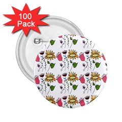 Handmade Pattern With Crazy Flowers 2 25  Buttons (100 Pack)  by BangZart