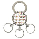 Handmade Pattern With Crazy Flowers 3-Ring Key Chains Front